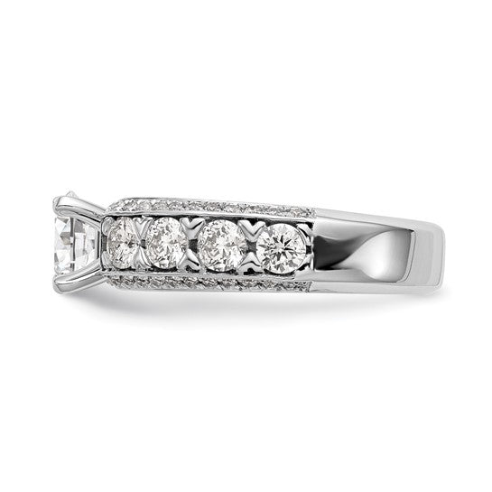 14K White Gold Peg Set 1.5 carat Diamond Semi-mount Engagement Ring