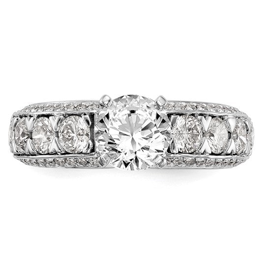 14K White Gold Peg Set 1.5 carat Diamond Semi-mount Engagement Ring