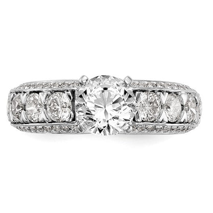 14K White Gold Peg Set 1.5 carat Diamond Semi-mount Engagement Ring