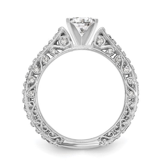 True Origin 14K White Gold 1/2 carat Lab Grown Diamond VS/SI D E F Semi Mount Peg Set Ring