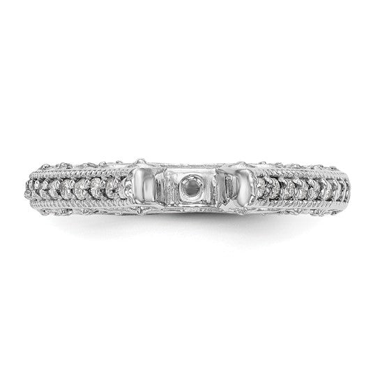 True Origin 14K White Gold 1/2 carat Lab Grown Diamond VS/SI D E F Semi Mount Peg Set Ring