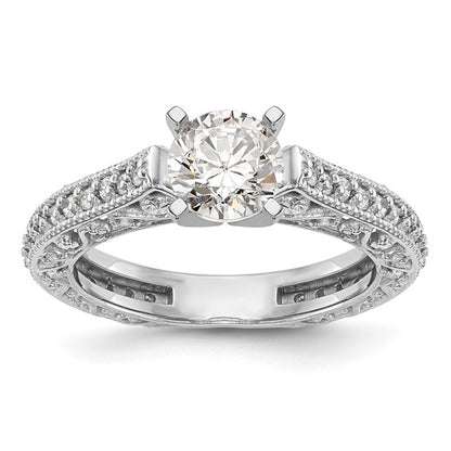 True Origin 14K White Gold 1/2 carat Lab Grown Diamond VS/SI D E F Semi Mount Peg Set Ring