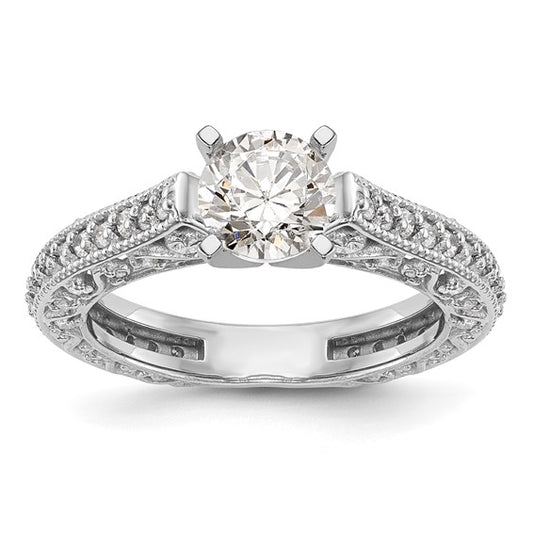 True Origin 14K White Gold 1/2 carat Lab Grown Diamond VS/SI D E F Semi Mount Peg Set Ring