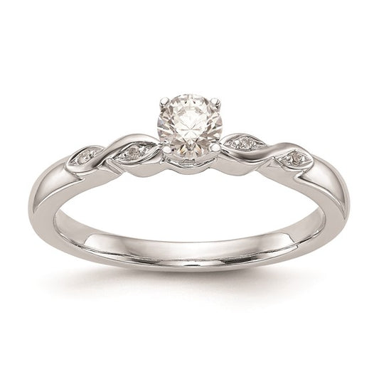 14k White Gold Peg Set .02 carat Diamond Semi-mount Engagement Ring