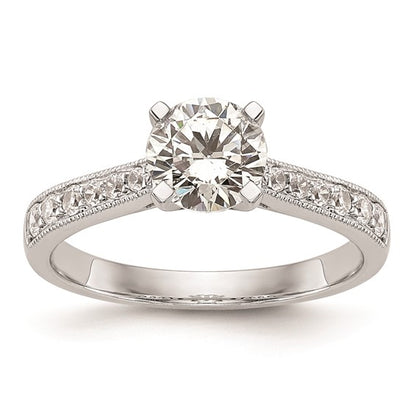 14K White Gold Peg Set 1/4 carat Diamond Semi-mount Engagement Ring