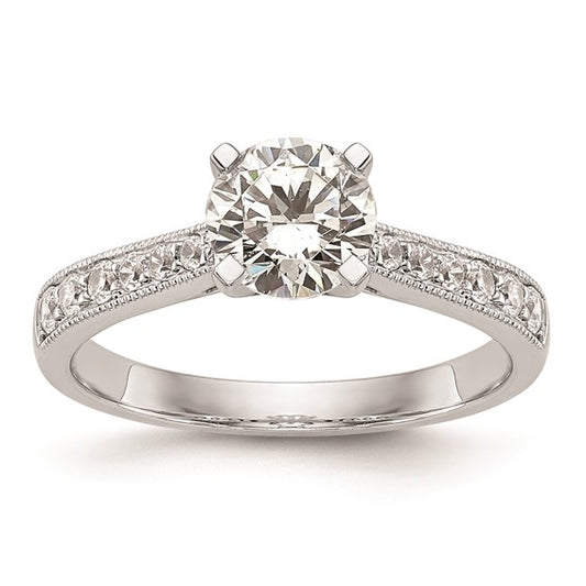 14K White Gold Peg Set 1/4 carat Diamond Semi-mount Engagement Ring