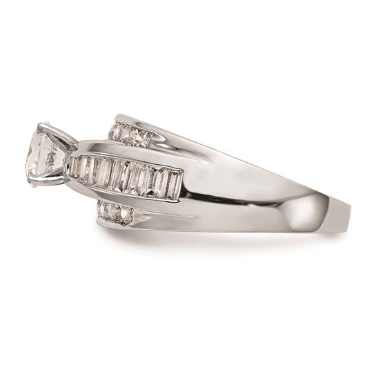 14K White Gold Peg Set 1 carat Channel-set Round/Baguette Diamond Semi-mount Engagement Ring