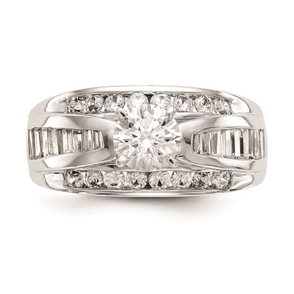 14K White Gold Peg Set 1 carat Channel-set Round/Baguette Diamond Semi-mount Engagement Ring