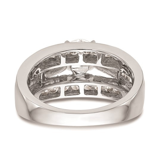14K White Gold Peg Set 1 carat Channel-set Round/Baguette Diamond Semi-mount Engagement Ring
