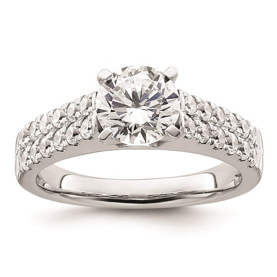 14K White Gold 2-Row Peg Set 5/8 carat Diamond Semi-mount Engagement Ring