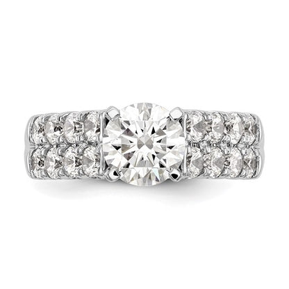 14K White Gold 2-Row Peg Set 1.4 carat Diamond Semi-mount Engagement Ring