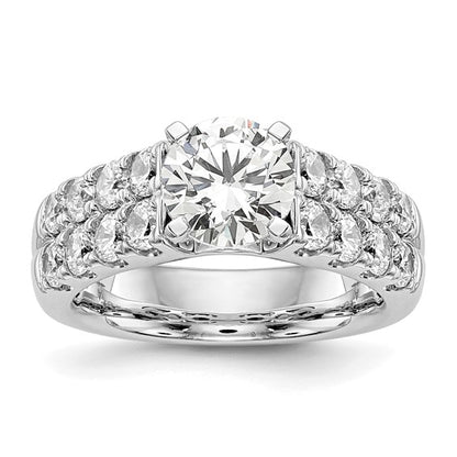 14K White Gold 2-Row Peg Set 1.4 carat Diamond Semi-mount Engagement Ring