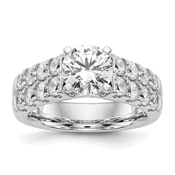 14K White Gold 2-Row Peg Set 1.4 carat Diamond Semi-mount Engagement Ring