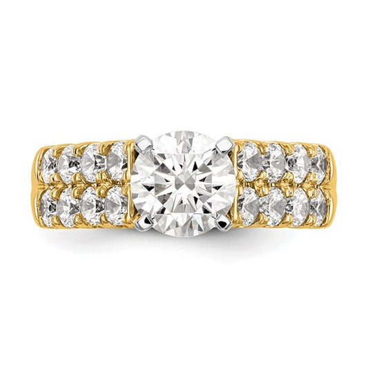 14K Yellow Gold Diamond Peg Set Semi-mount Engagement Ring