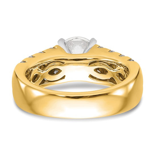 14K Yellow Gold Diamond Peg Set Semi-mount Engagement Ring