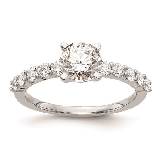 14K White Gold Peg Set 1/2 carat Diamond Semi-mount Engagement Ring