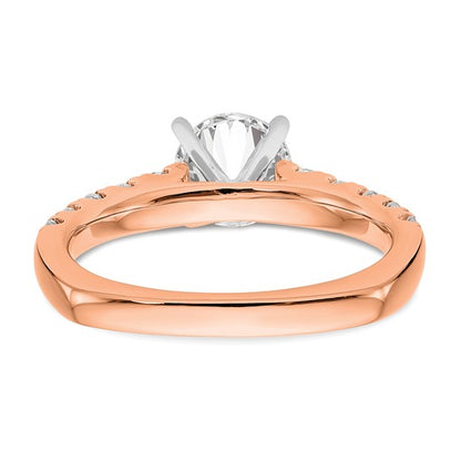 True Origin 14K Rose Gold 1/2 carat Lab Grown Diamond VS/SI D E F Semi Mount Peg Set Ring