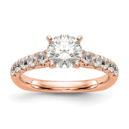 True Origin 14K Rose Gold 1/2 carat Lab Grown Diamond VS/SI D E F Semi Mount Peg Set Ring