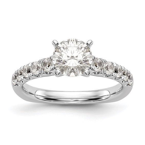 True Origin 14K White Gold 1/2 carat Lab Grown Diamond VS/SI D E F Semi Mount Peg Set Ring