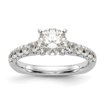 True Origin 14K White Gold 1/2 carat Lab Grown Diamond VS/SI D E F Semi Mount Peg Set Ring