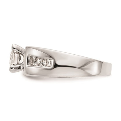 14K White Gold Peg Set 3/8 carat Channel-set Princess Diamond Semi-mount Engagement Ring