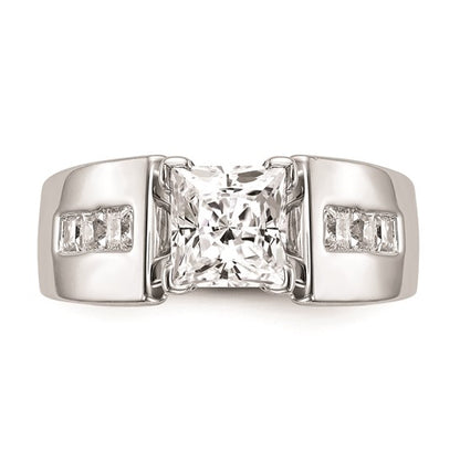 14K White Gold Peg Set 3/8 carat Channel-set Princess Diamond Semi-mount Engagement Ring