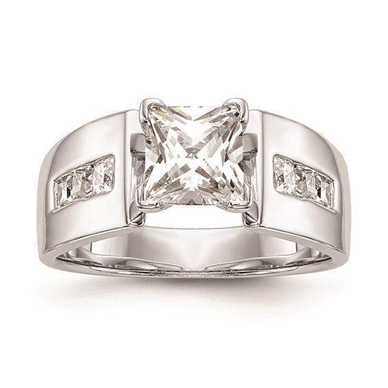 14K White Gold Peg Set 3/8 carat Channel-set Princess Diamond Semi-mount Engagement Ring