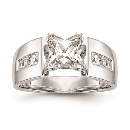 14K White Gold Peg Set 3/8 carat Channel-set Princess Diamond Semi-mount Engagement Ring