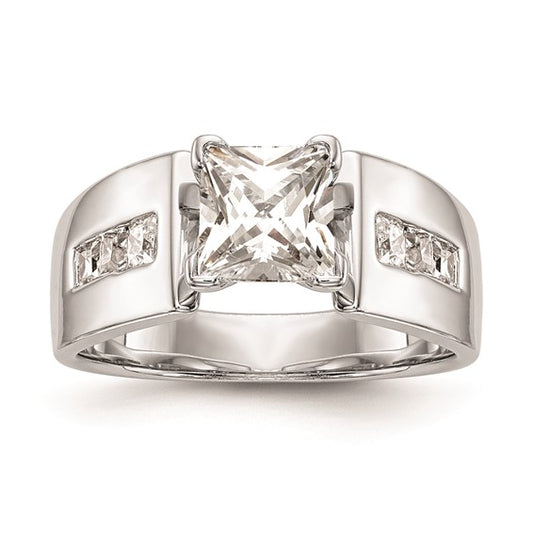 14K White Gold Peg Set 3/8 carat Channel-set Princess Diamond Semi-mount Engagement Ring