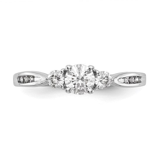 14K White Gold Lab Grown Diamond VS/SI GH, 3-Stone Complete Eng Ring
