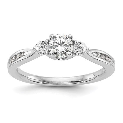 14K White Gold Lab Grown Diamond VS/SI GH, 3-Stone Complete Eng Ring