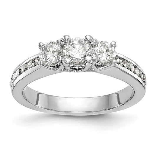 14K White Gold Lab Grown Diamond VS/SI GH, 3-Stone Complete Eng Ring