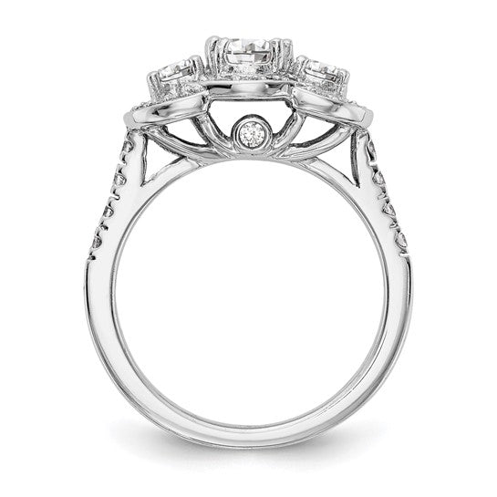 14K White Gold 3-Stone Diamond Semi-Mount Engagement Ring