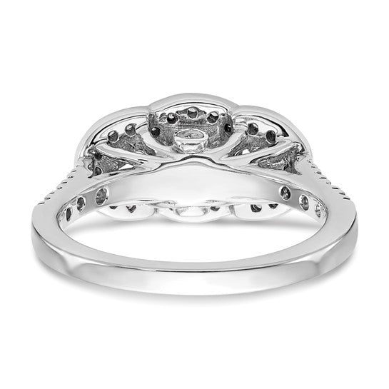 14K White Gold 3-Stone Diamond Semi-Mount Engagement Ring