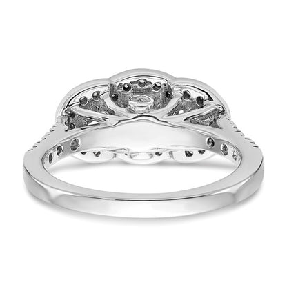 14K White Gold 3-Stone Diamond Semi-Mount Engagement Ring