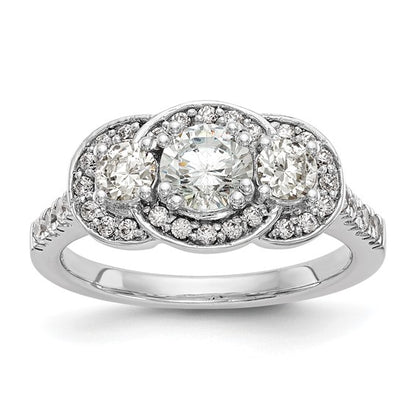 14K White Gold 3-Stone Diamond Semi-Mount Engagement Ring