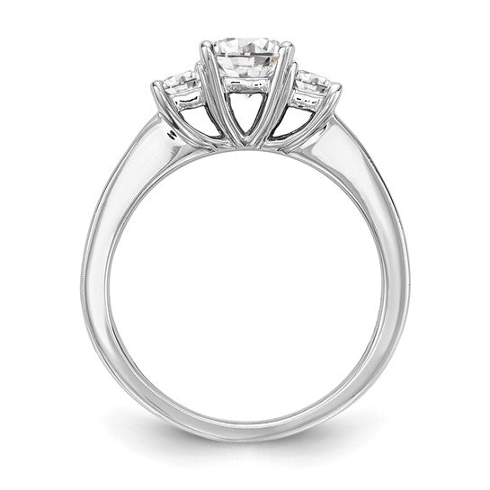 14K White Gold 3-Stone Diamond Semi-Mount Engagement Ring