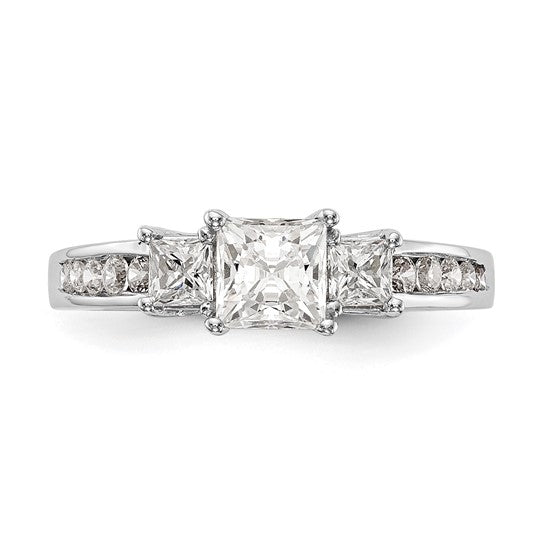 14K White Gold 3-Stone Diamond Semi-Mount Engagement Ring