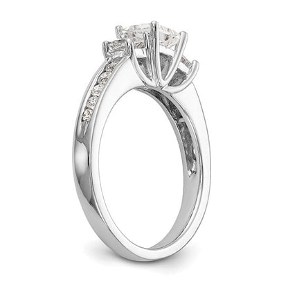 14K White Gold 3-Stone Diamond Semi-Mount Engagement Ring