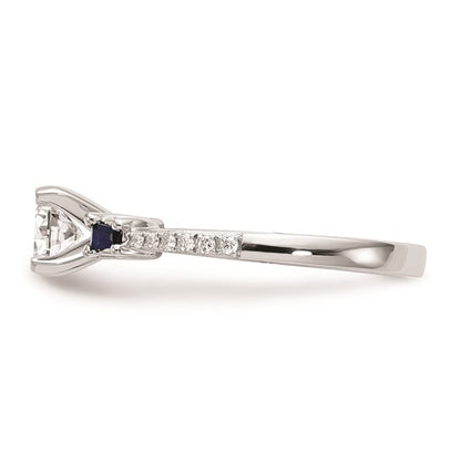 14k White Gold 3-stone Dia Peg Set with Sapphire Semi-Mount Including 2-Sapphire Side Stones Engagement Ring