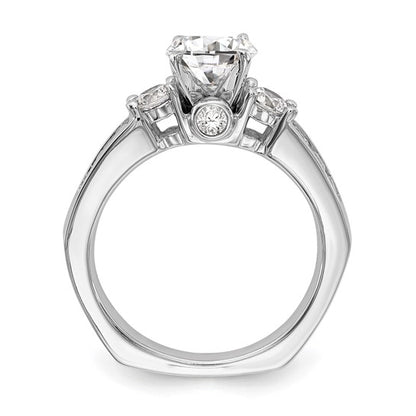 True Origin 14K White Gold 3/8 carat Lab Grown Diamond VS/SI D E F Semi Mount Three Stone Ring