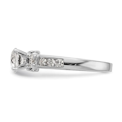 True Origin 14K White Gold 3/8 carat Lab Grown Diamond VS/SI D E F Semi Mount Three Stone Ring