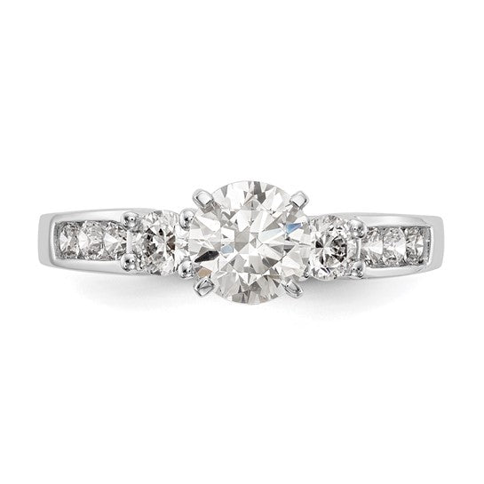 True Origin 14K White Gold 3/8 carat Lab Grown Diamond VS/SI D E F Semi Mount Three Stone Ring