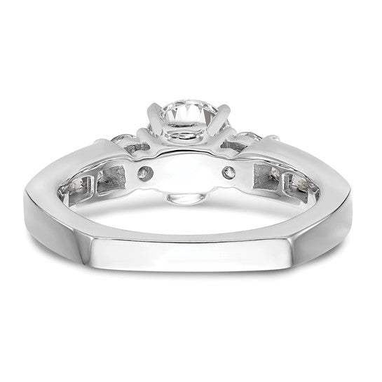 True Origin 14K White Gold 3/8 carat Lab Grown Diamond VS/SI D E F Semi Mount Three Stone Ring