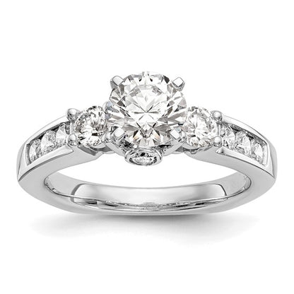 True Origin 14K White Gold 3/8 carat Lab Grown Diamond VS/SI D E F Semi Mount Three Stone Ring