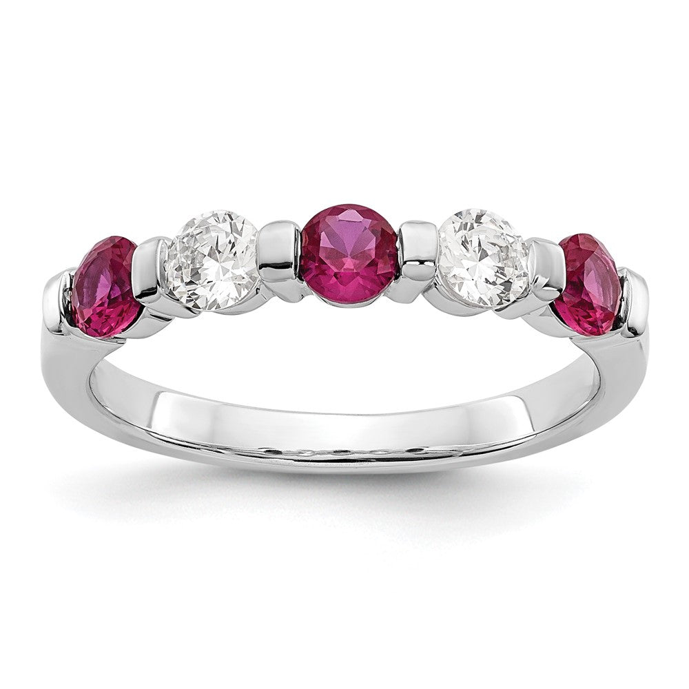 14k White Gold Diamond w/Ruby Band