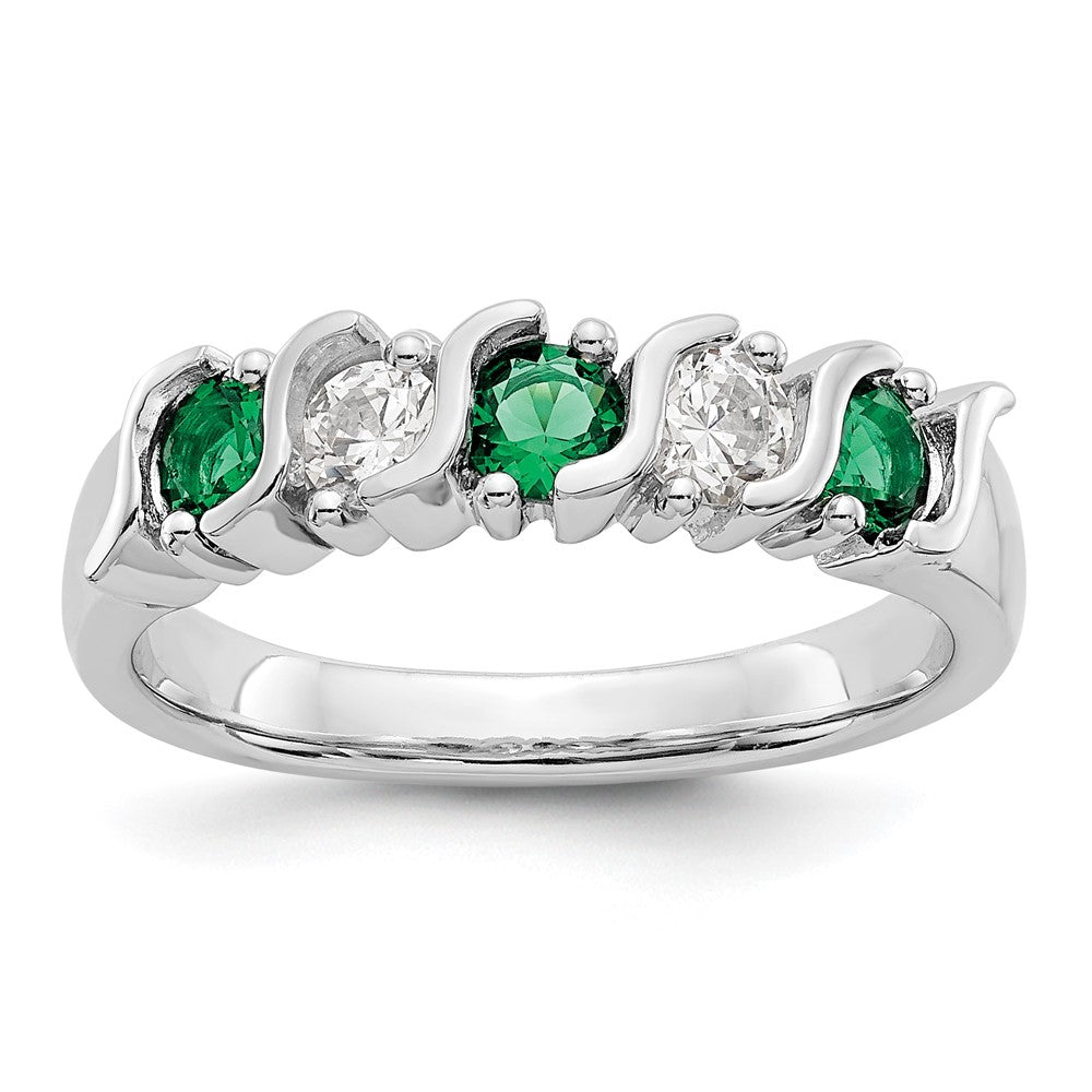 14k White Gold Diamond w/Emerald Band