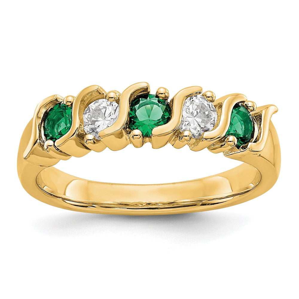 14k Yellow Gold Diamond w/Emerald Band