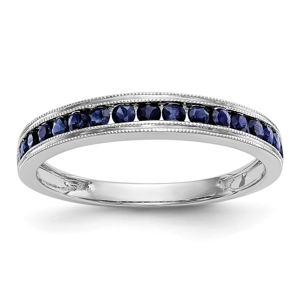 14k White Gold Blue Sapphire Band