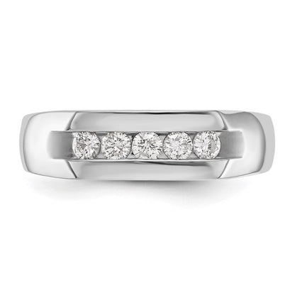 14K White Gold 5-Stone Diamond Men's Channel Band